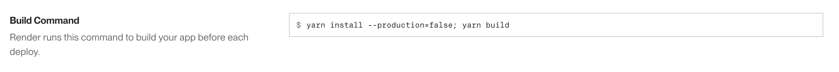 Render build command